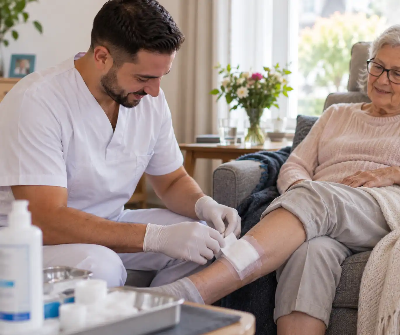 Professionelle Wundversorgung durch einen ambulanten Pflegedienst zu Hause